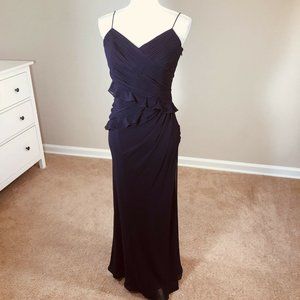 Wow!Lauren Ralph Evenings Long Jewel toned Purple Chiffon Formal Dress 8 Ruched